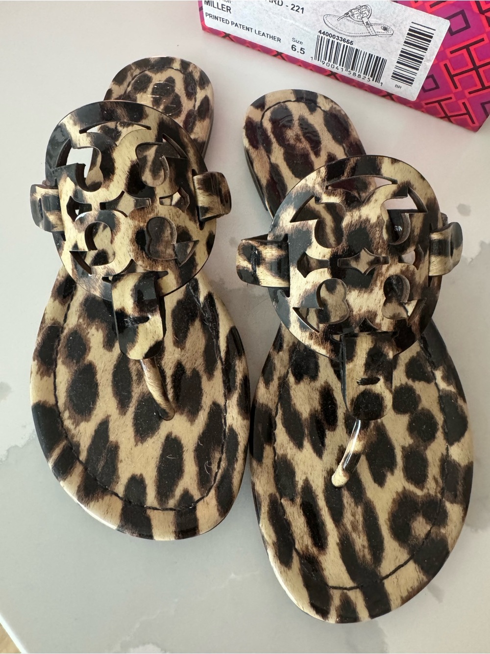 Tory Burch Natural Leopard Miller Sandals | Size 6.5 - Picture 3 of 5